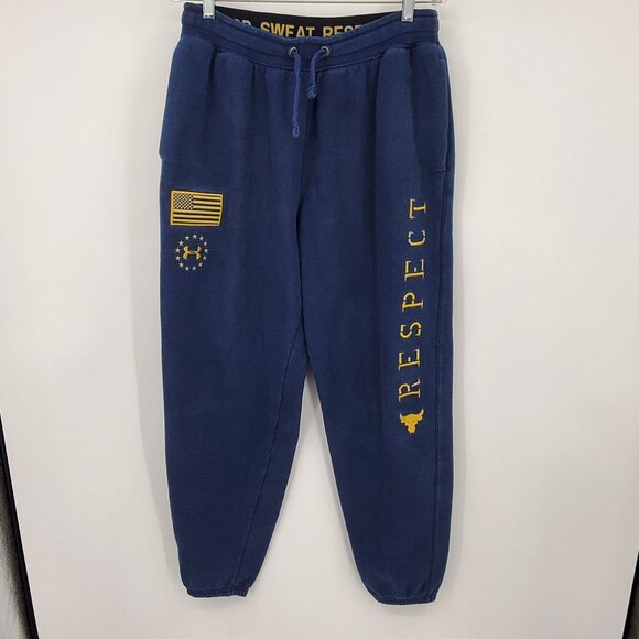 Under Armour Project Rock Patriotic Navy Blue Veterans Day Jogger Sweatpants L - Picture 1 of 9